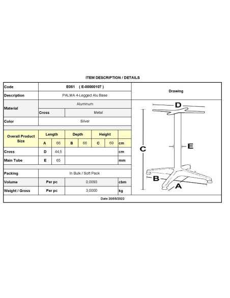 PALMA 4-Leged Alu Base