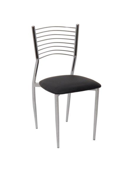 VIVIAN Καρέκλα Μέταλλο Χρώμιο, ΡVC Μαύρο