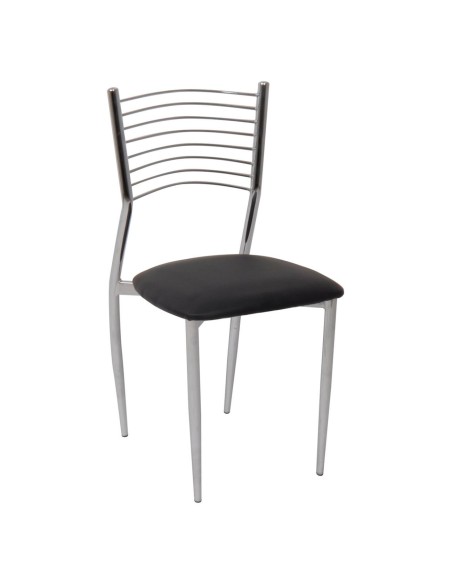 VIVIAN Καρέκλα Μέταλλο Χρώμιο, ΡVC Μαύρο