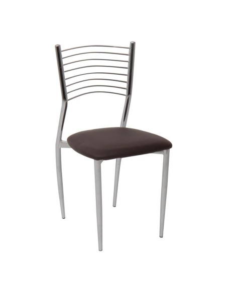 VIVIAN Καρέκλα Μέταλλο Χρώμιο, PVC Σκούρο Καφέ