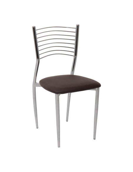 VIVIAN Καρέκλα Μέταλλο Χρώμιο, PVC Σκούρο Καφέ