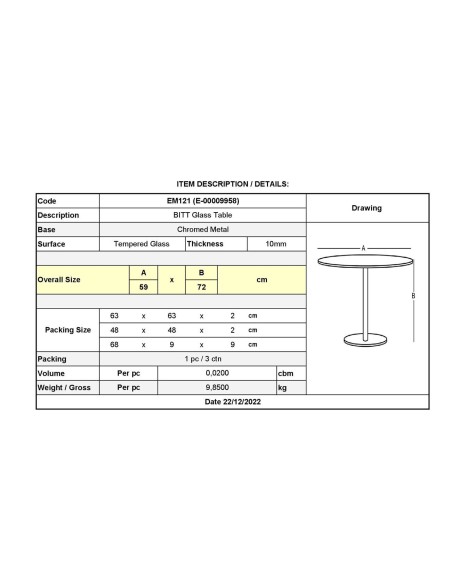 BITT Side Table D.60cm, Glass Clear