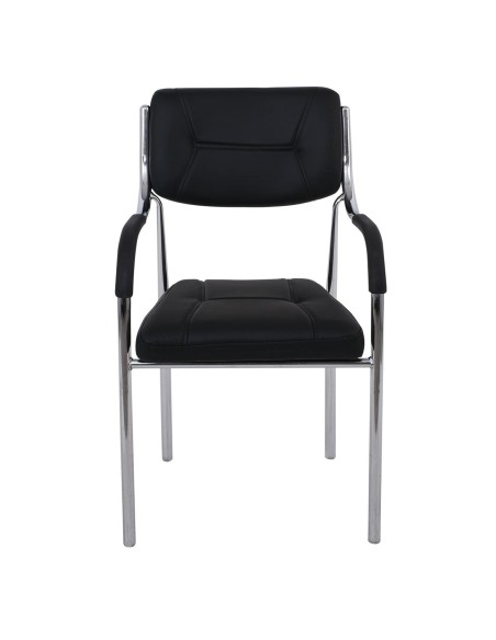 ALPHA Πολυθρόνα Γραφείου Επισκέπτη, Χρώμιο, Pu Μαύρο