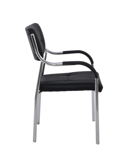 ALPHA Πολυθρόνα Γραφείου Επισκέπτη, Χρώμιο, Pu Μαύρο
