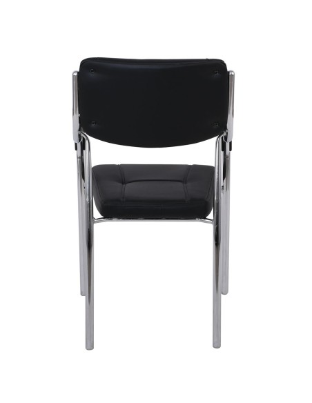 ALPHA Πολυθρόνα Γραφείου Επισκέπτη, Χρώμιο, Pu Μαύρο