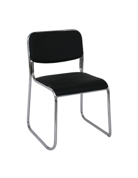 CAMPUS Chair-Chromed Frame-Black Hard Pvc
