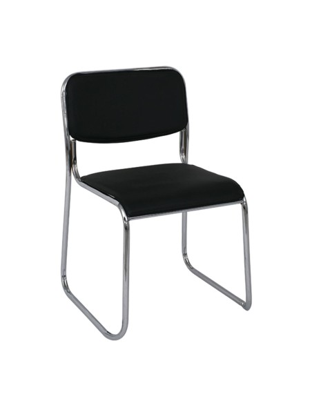 CAMPUS Chair-Chromed Frame-Black Hard Pvc