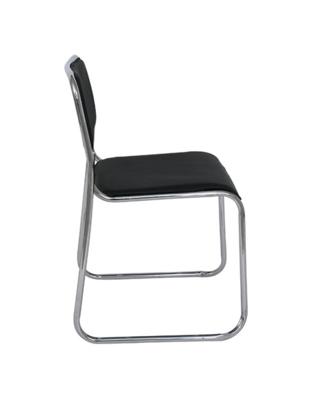 CAMPUS Chair-Chromed Frame-Black Hard Pvc