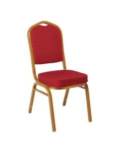 HILTON Καρέκλα Μέταλλο Βαφή Gold, Ύφασμα Κόκκινο
