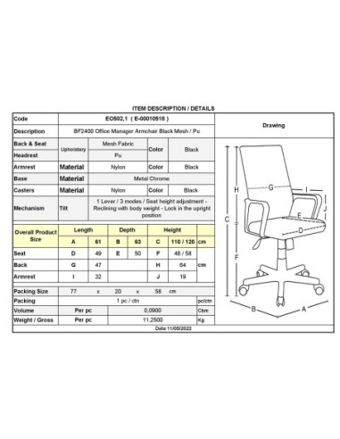 BF2400 Manager Armchair Chromed...