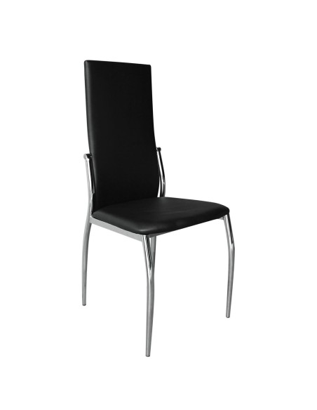 FRESH Καρέκλα Τραπεζαρίας Κουζίνας Μέταλλο Χρώμιο, Pu Μαύρο