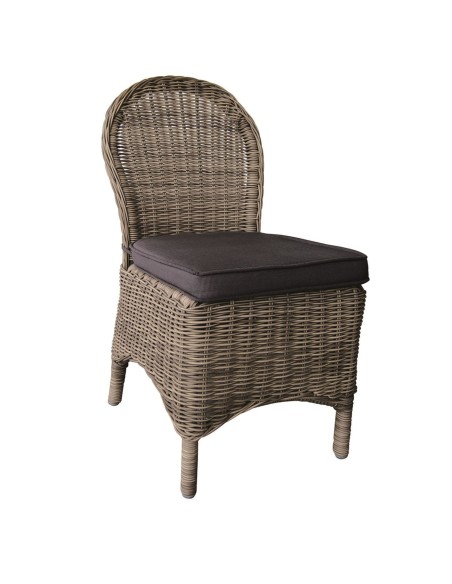 MONTANA Καρέκλα Τραπεζαρίας Κήπου ALU, Φ5mm Round Wicker Grey Brown, Μαξιλάρι Ανθρακί