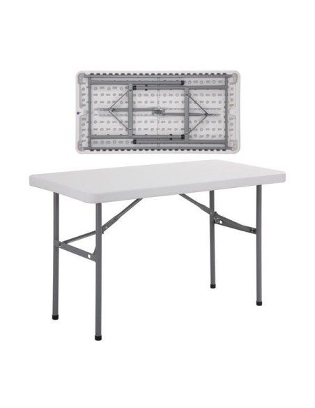 BLOW Τραπέζι Catering Πτυσσόμενο, Μέταλλο Γκρι, HDPE Άσπρο 40mm