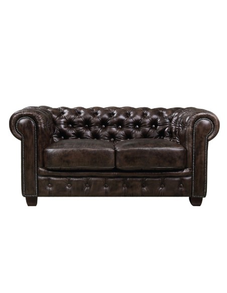 CHESTERFIELD Birmingham Καναπές 2Θέσιος Σαλονιού Καθιστικού,Δέρμα Απόχρωση Καφέ