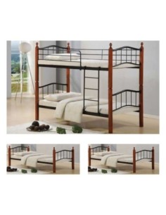 BUTTON Double Deck Bed 90x200 Metal Black/Wood Walnut