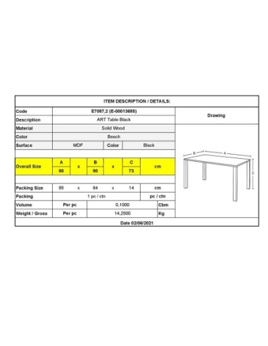 ART Table 80x80cm Black