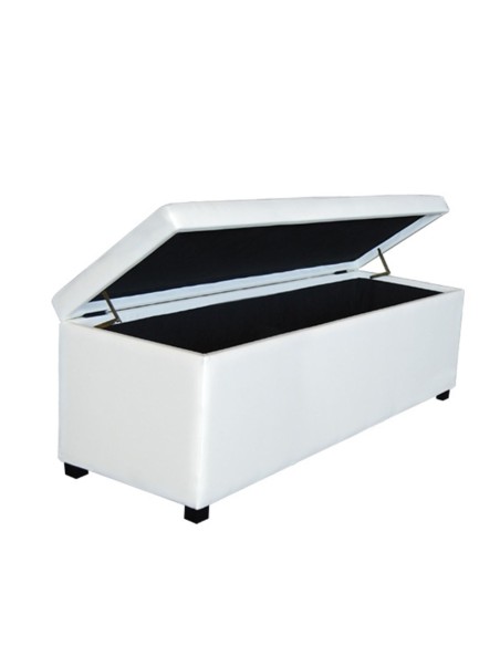 DENISE Σκαμπό Αποθηκευτικό - Ταμπουρέ, PU Εκρού