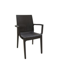 DAFNE Πολυθρόνα Τραπεζαρίας Κήπου Στοιβαζόμενη, PP Rattan Look UV Protection, Καφέ