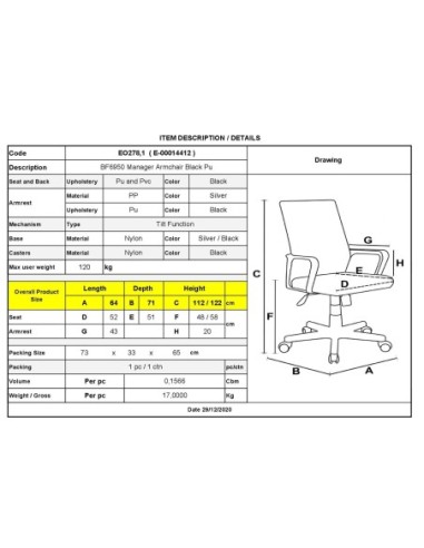 BF6950 Manager Armchair Black Pu