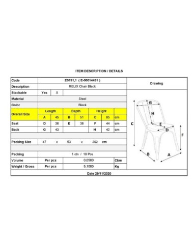 RELIX Καρέκλα-Pro, Στοιβαζόμενη,...