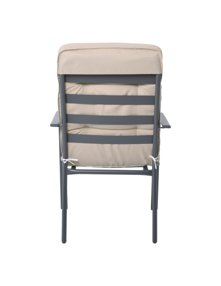 ASTOR Πολυθρόνα Κήπου - Βεράντας, Μέταλλο Βαφή Ανθρακί, Μαξιλάρι Μπεζ