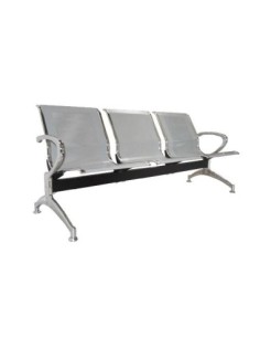 Waiting Seat 3-Seater Steel Mesh Grey (Chrome Frame)