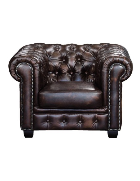 CHESTERFIELD Birmingham Πολυθρόνα Σαλονιού Καθιστικού,Δέρμα Απόχρωση Καφέ