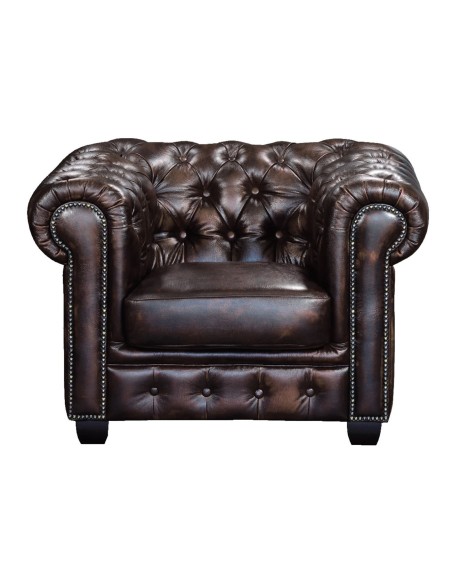 CHESTERFIELD Birmingham Πολυθρόνα Σαλονιού Καθιστικού,Δέρμα Απόχρωση Καφέ
