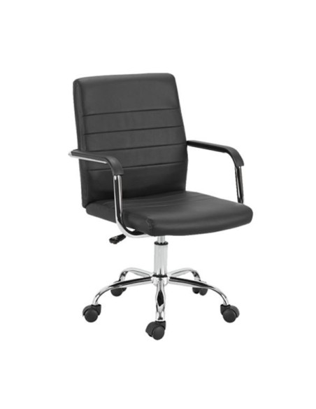 BF3401 Πολυθρόνα Γραφείου Μέταλλο Βάση Χρώμιο, PVC Μαύρο