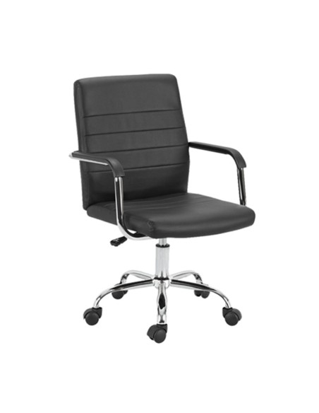 BF3401 Πολυθρόνα Γραφείου Μέταλλο Βάση Χρώμιο, PVC Μαύρο