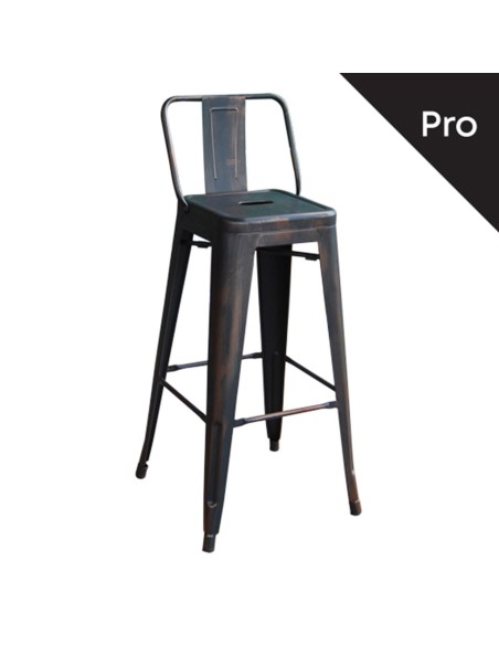 RELIX Bar Stool-Pro w-Back Metal Antique Black