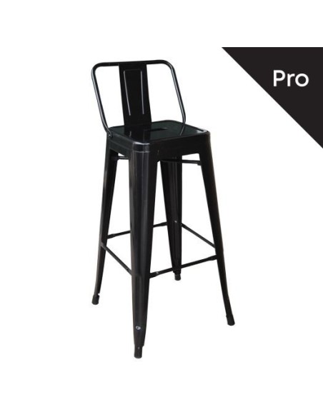 RELIX Σκαμπό Bar-Pro με Πλάτη, Μέταλλο Βαφή Μαύρο