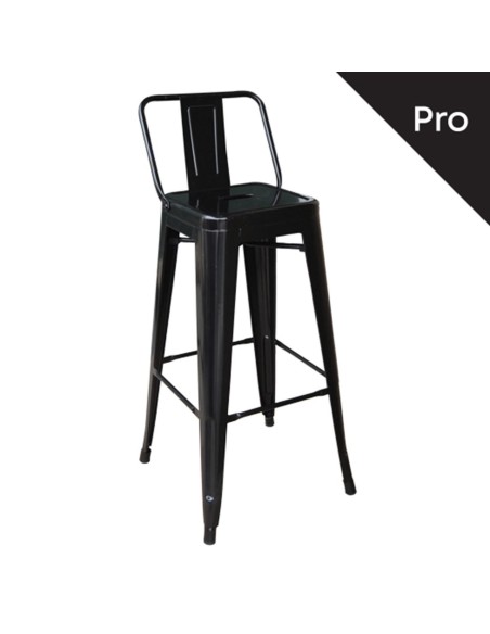 RELIX Σκαμπό Bar-Pro με Πλάτη, Μέταλλο Βαφή Μαύρο