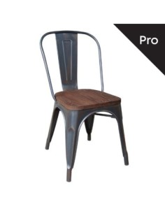 RELIX Wood Καρέκλα-Pro, Μέταλλο Βαφή Antique Black, Απόχρωση Ξύλου Dark Oak