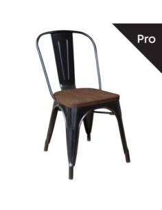 RELIX Wood Καρέκλα-Pro, Μέταλλο Βαφή Μαύρο, Απόχρωση Ξύλου Dark Oak
