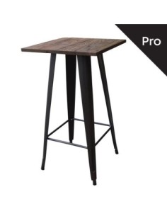 RELIX Wood Dark Oak Bar Table-Pro 60x60 Metal Antique Black