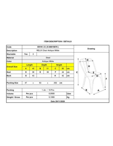 RELIX Καρέκλα-Pro, Στοιβαζόμενη,...