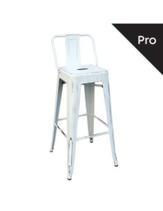 RELIX Bar Stool-Pro w-Back Metal Antique White