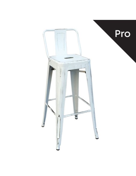 RELIX Bar Stool-Pro w-Back Metal Antique White