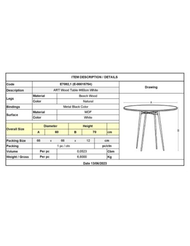 ART Wood Τραπέζι, Πόδια Οξιά Φυσικό,...