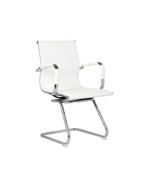 BF3300V Πολυθρόνα Γραφείου Επισκέπτη, Μέταλλο Βάση Χρώμιο PU Άσπρο