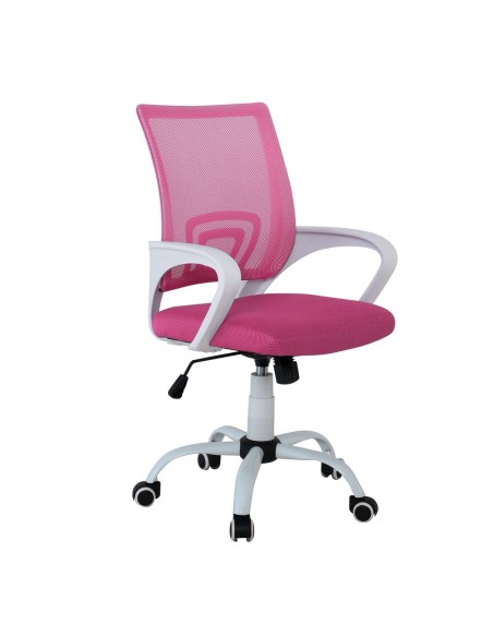 BF2101-S (with relax) Office Armchair-Pro White Steel Base-Pink Mesh