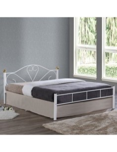 LAZAR Κρεβάτι Διπλό, για Στρώμα 150x200cm, Μέταλλο Βαφή Άσπρο