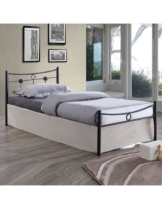DUGAN Κρεβάτι Μονό, για Στρώμα 90x200cm, Μέταλλο Βαφή Μαύρο