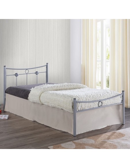 DUGAN Bed (for Mattress 90x200cm) Metal Silver