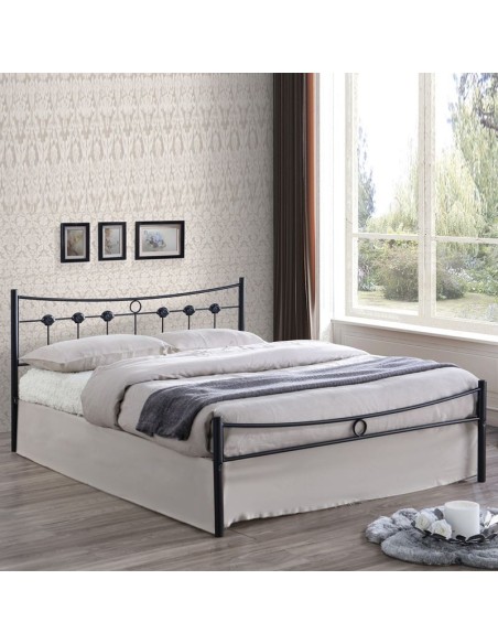 DUGAN Κρεβάτι Διπλό, για Στρώμα 150x200cm, Μέταλλο Βαφή Μαύρο