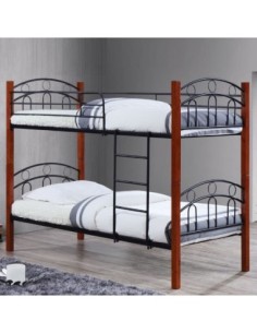 NORTON Double Deck Bed 90x190 Metal Black/Wood Walnut