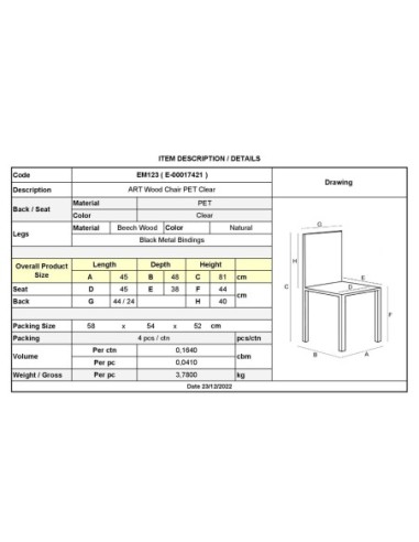 ART Wood Chair PET Clear