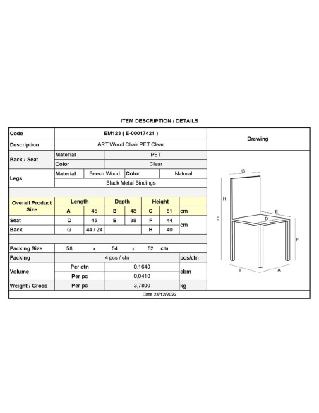 ART Wood Chair PET Clear