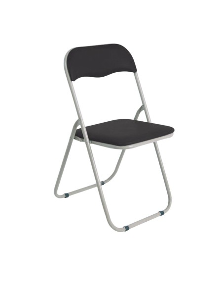 LINDA Καρέκλα Πτυσσόμενη Βαφή Γκρι, Pvc Μαύρο